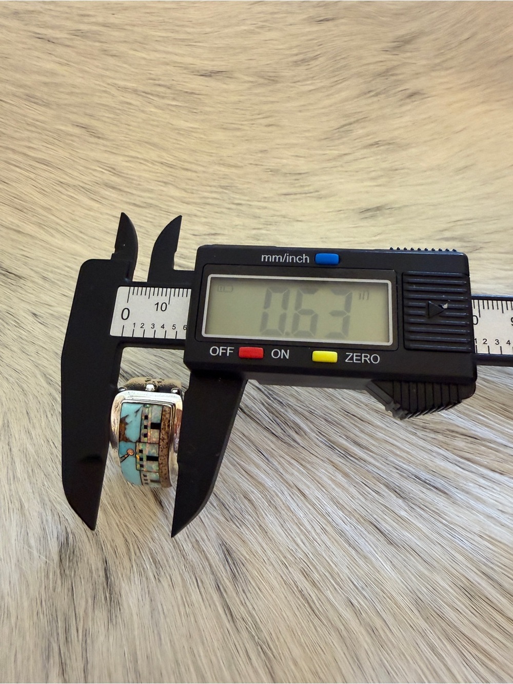 ❤️ Signed Galaxy Micro Inlaid Large Pueblo Scene Sterling Ring Sz 9 Unisex 8.7G - Picture 15 of 17
